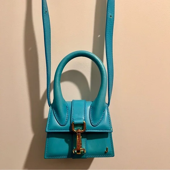 Jacquemus Le Chiquito Mini Bag Blue Leather Top Handle Crossbody - Picture 3 of 8